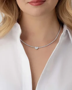Fashion Diamant tenniskjede med hjerte 3,6 ct Halssmykker