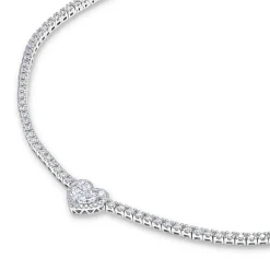 Fashion Diamant tenniskjede med hjerte 3,6 ct Halssmykker