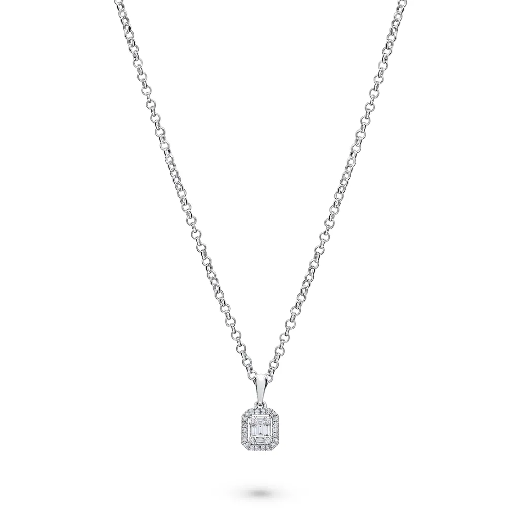 Discount Diamantanheng brillianter og baguetteslip 0,15 ct Halssmykker