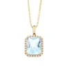 Fashion Diamantanheng i gult gull med Sky blue topas Halssmykker
