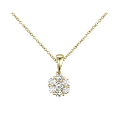 Online Diamantanheng i gult gull blomst 0,50 ct Halssmykker