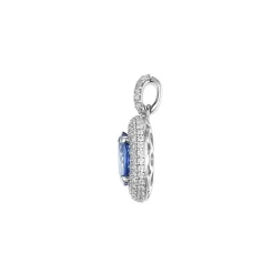 Sale Diamantanheng i hvitt gull med safir 0,41 ct Halssmykker