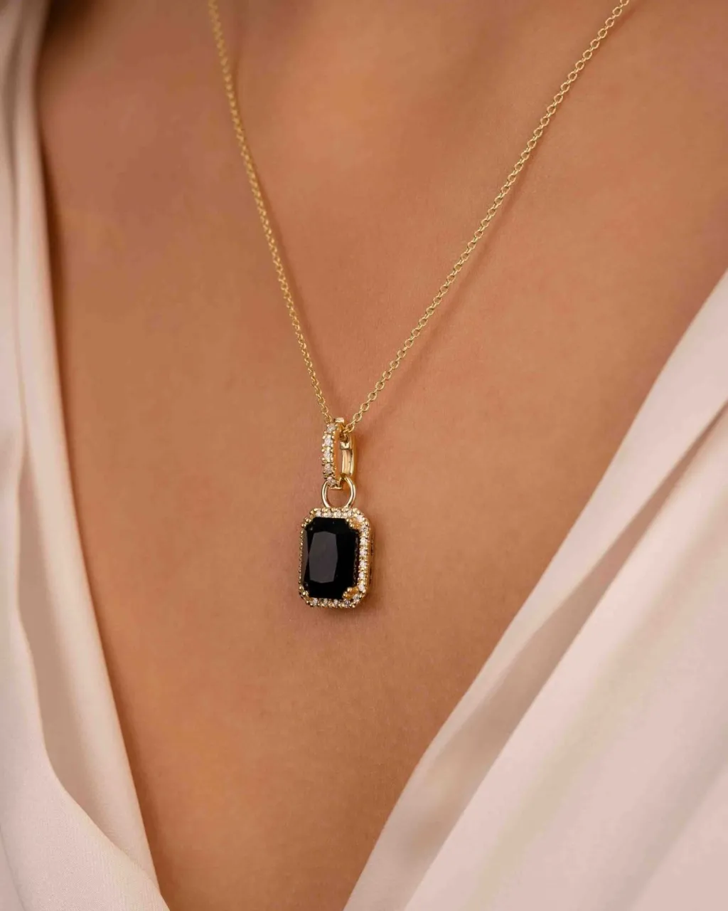 Sale Diamantcharms med sort agat Ørepynt