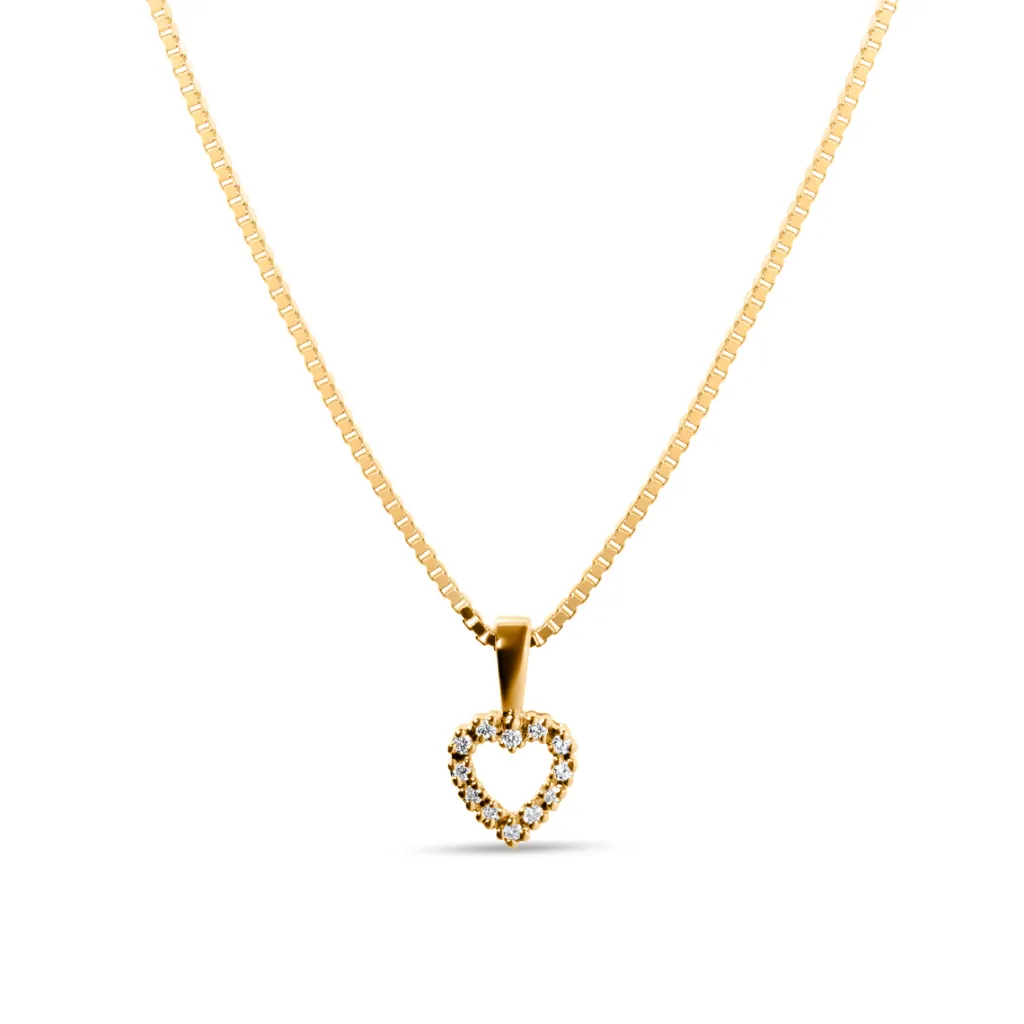 New Diamanthjerte 0,06 ct gult gull Halssmykker