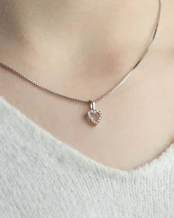 Online Diamanthjerte hvitt gull 0,06 ct Halssmykker