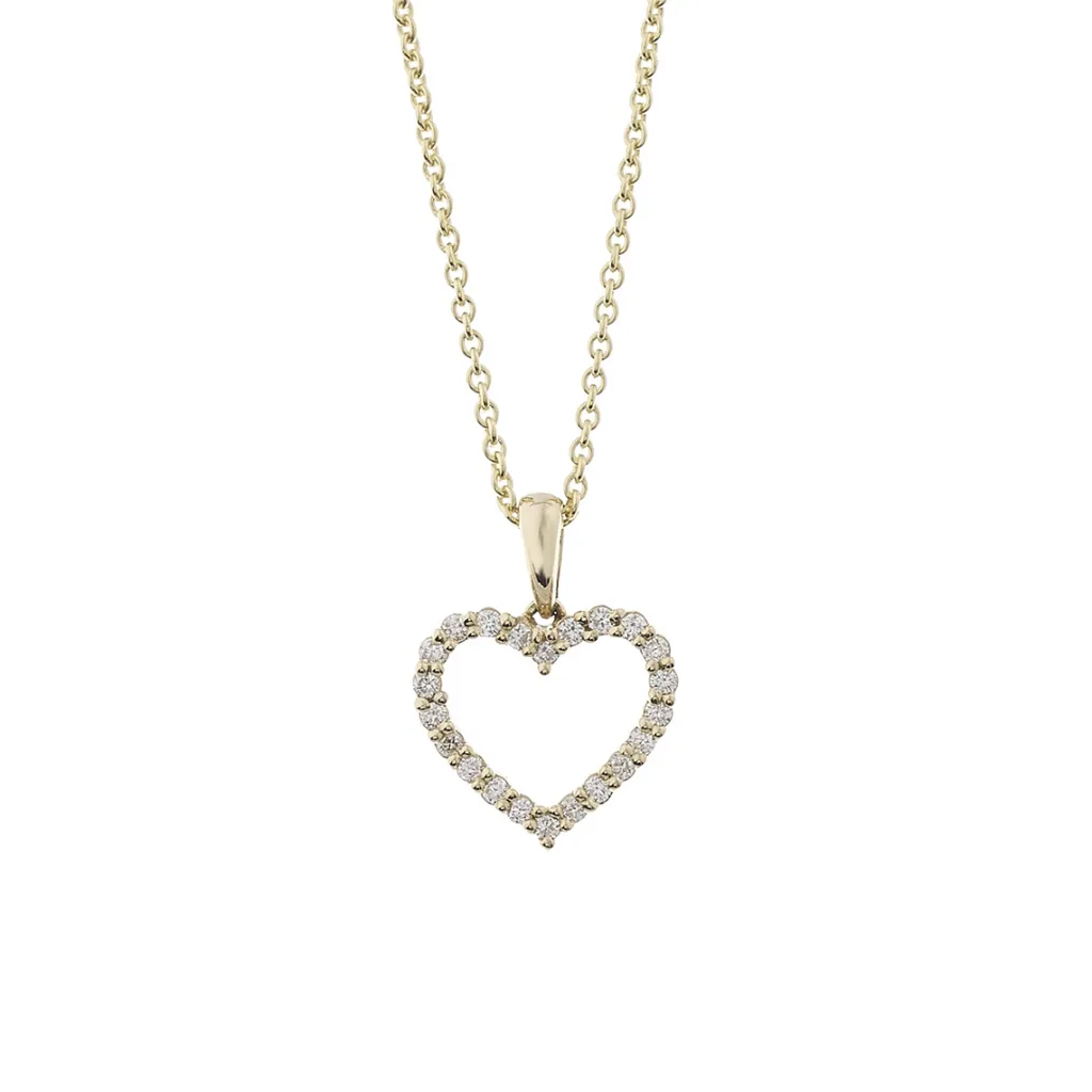 Hot Diamanthjerte i gult gull 0,15 ct Halssmykker