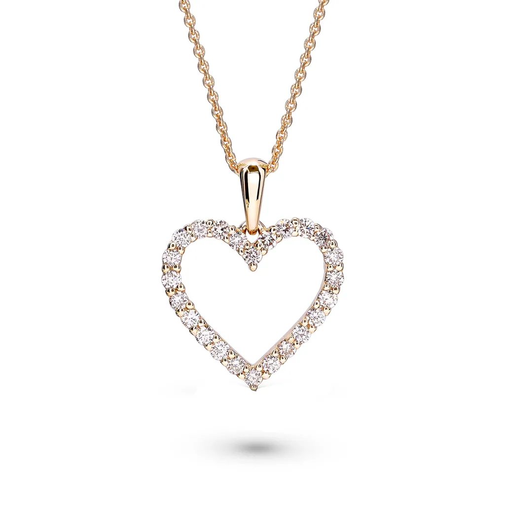 Hot Diamanthjerte i gult gull 0,50 ct Halssmykker