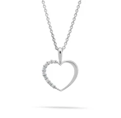 Fashion Diamanthjerte i hvitt gull 0,07 ct Halssmykker