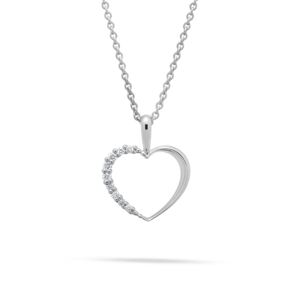 Fashion Diamanthjerte i hvitt gull 0,07 ct Halssmykker