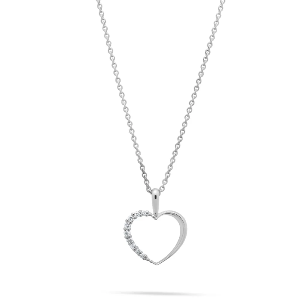 Fashion Diamanthjerte i hvitt gull 0,07 ct Halssmykker