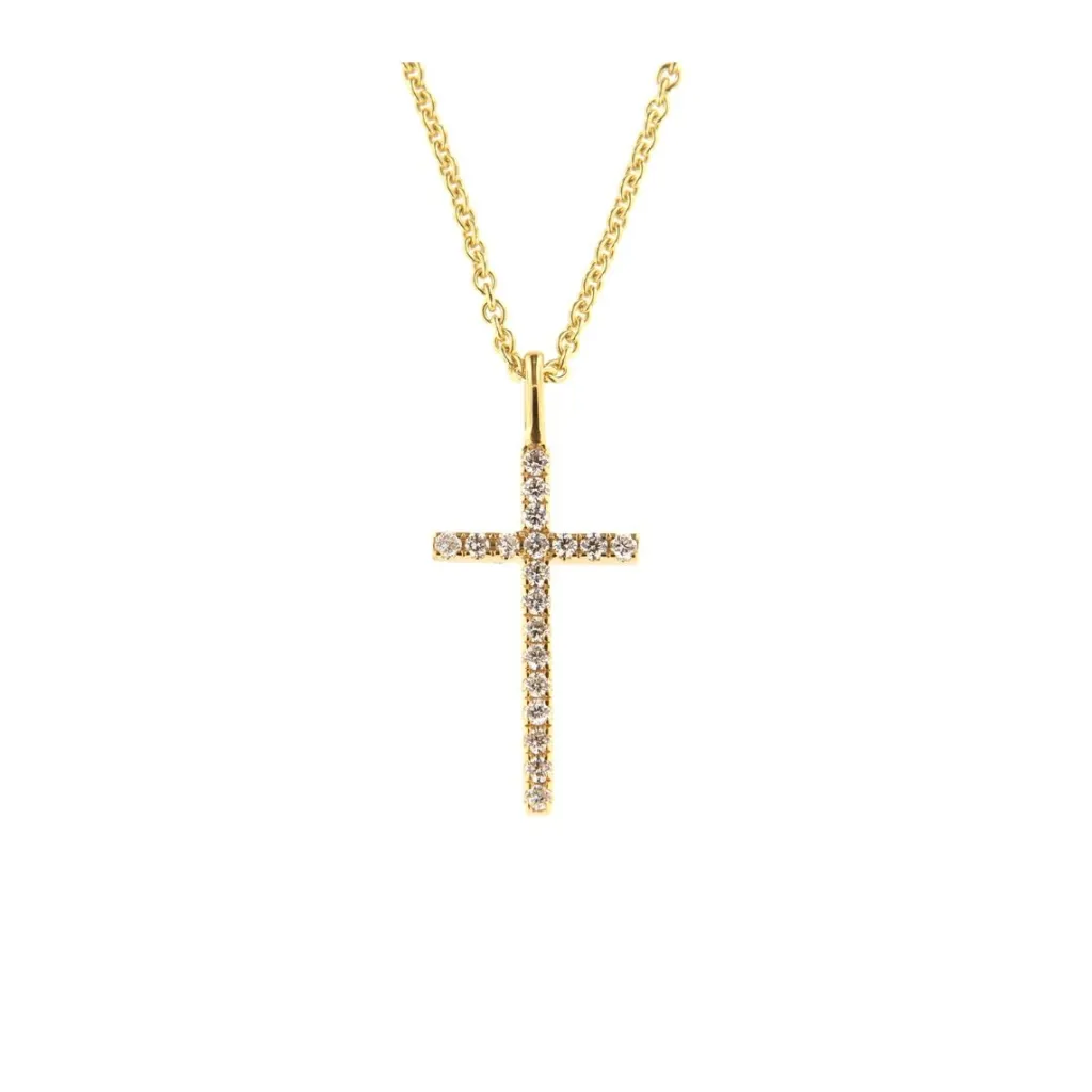 Outlet Diamantkors 0,13 ct gult gull Halssmykker