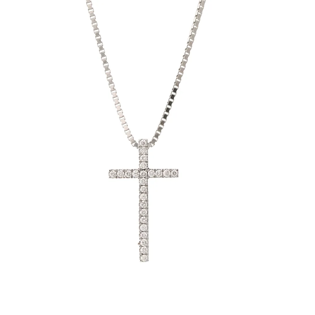 Best Diamantkors i hvitt gull 0,16 ct Halssmykker