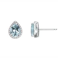 Fashion Diamantøredobber 0,17 ct i hvitt gull med akvamarin-sten Ørepynt