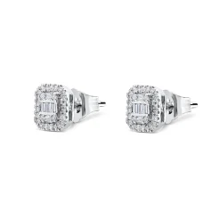 Clearance Diamantørepynt 0,18 ct brillianter og baguetteslip Ørepynt
