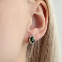 Online Diamantørepynt 0,19 ct med grønn diopsid Ørepynt
