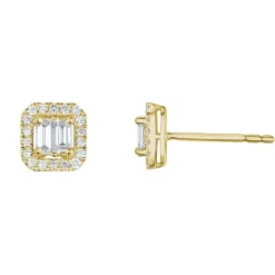 Discount Diamantørepynt i gult gull 0,33 ct baguett og brillianter Ørepynt