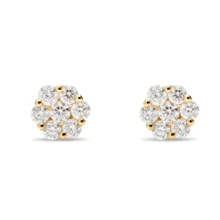 Online Diamantørepynt i gult gull blomst 0,80 ct Ørepynt