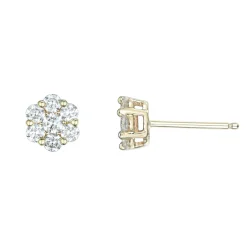 Online Diamantørepynt i gult gull blomst 0,80 ct Ørepynt