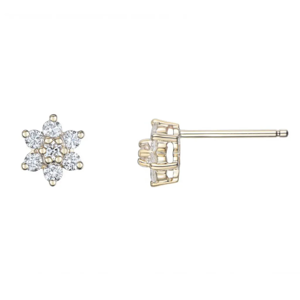 Hot Diamantørepynt rosett gult gull 0,33 ct Ørepynt
