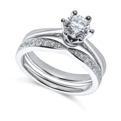 Discount Diamantring 0,26 ct i hvitt gull band ring Ringer