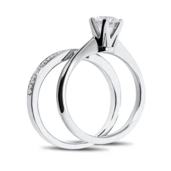Discount Diamantring 0,26 ct i hvitt gull band ring Ringer
