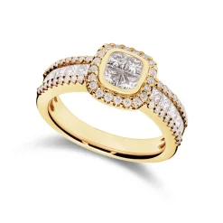 Discount Diamantring i gult gull 1,30 ct med ulik diamantslip Ringer