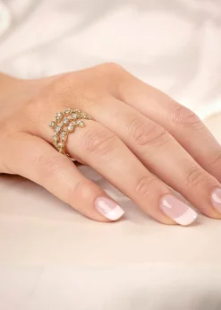 Online Diamantring i gult gull 3 rader 0,98 ct Ringer