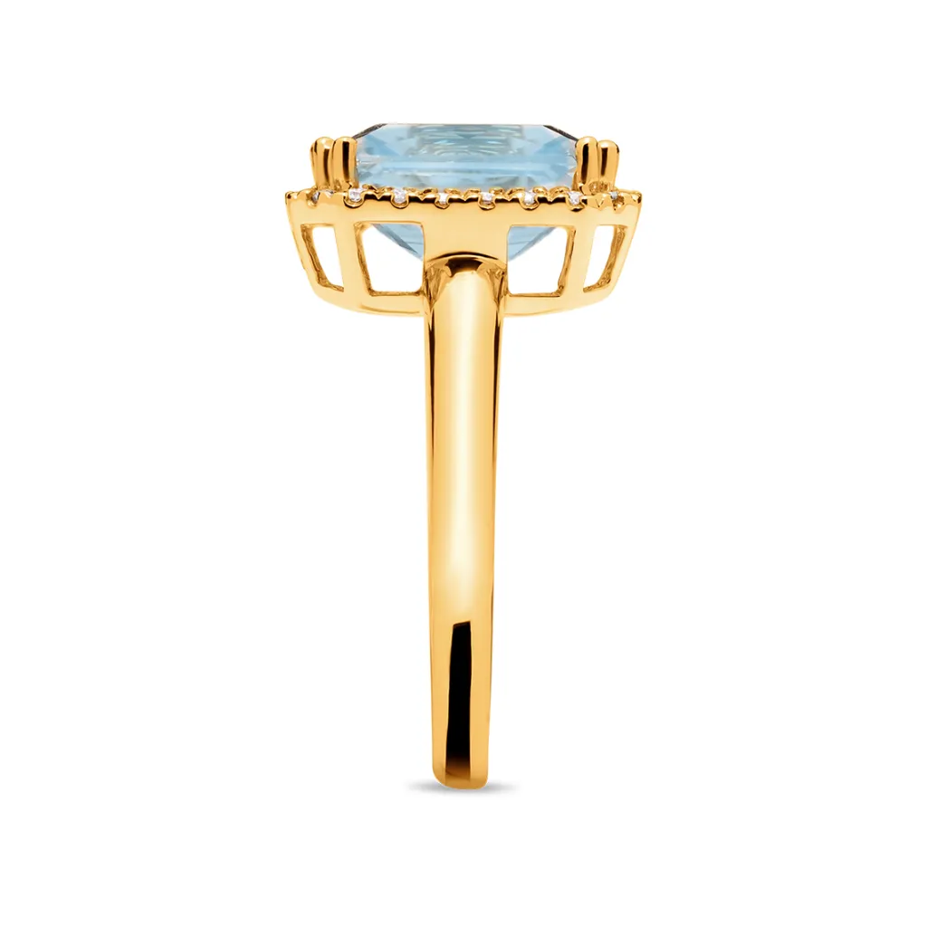 Hot Diamantring i gult gull med Sky blue topas Ringer