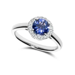 Sale Diamantring i hvitt gull med tanzanitt 0,12 ct Ringer