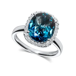Outlet Diamantring i hvitt gull med London Blå topas 0,25 ct Ringer