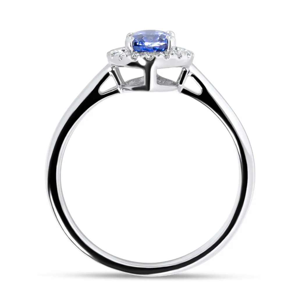 Discount Diamantring i hvitt gull med tanzanitt 0,12 ct Ringer