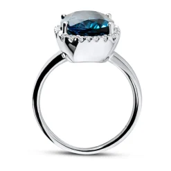 Outlet Diamantring i hvitt gull med London Blå topas 0,25 ct Ringer