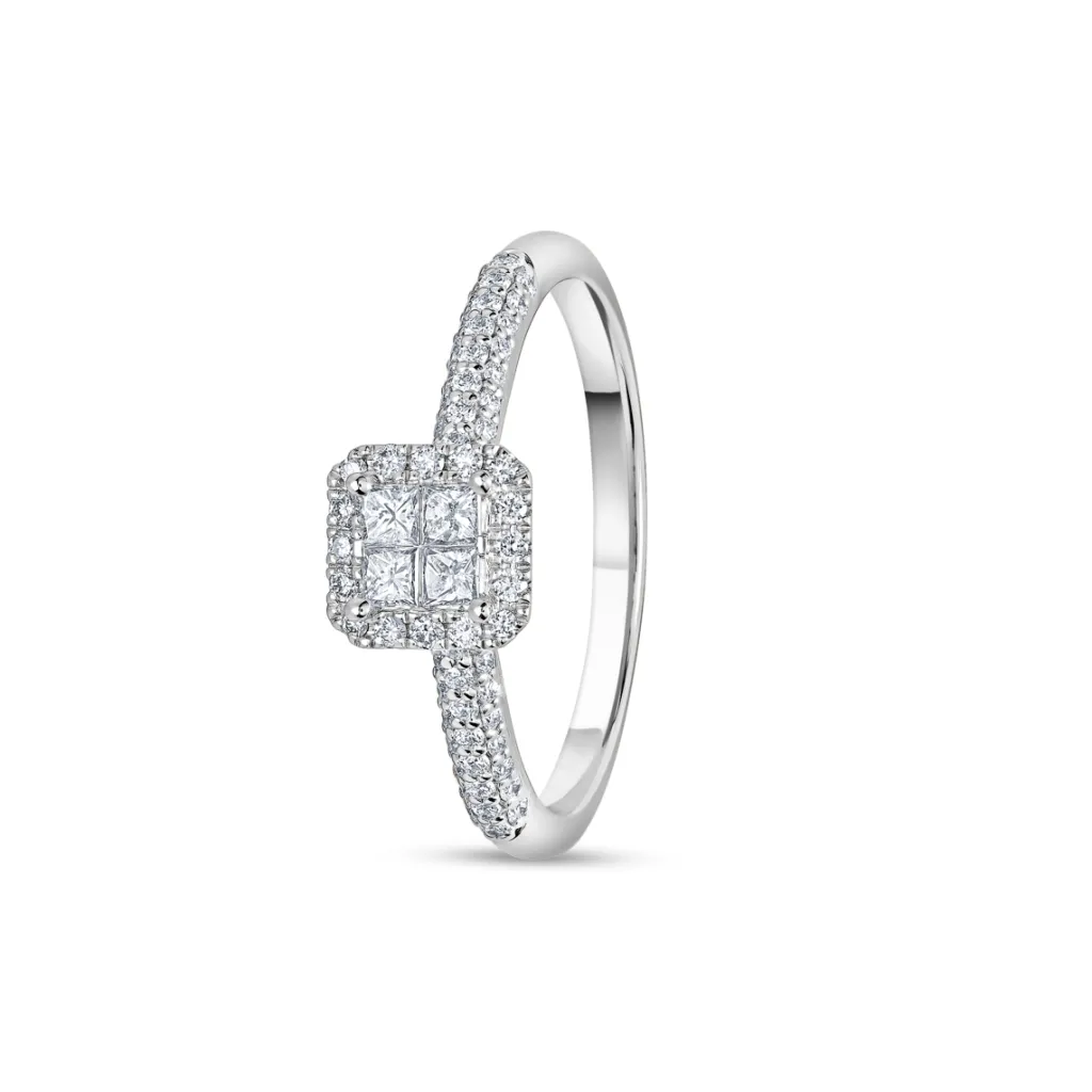 Fashion Diamantring i hvitt gull Princess cut 0,55 ct Ringer