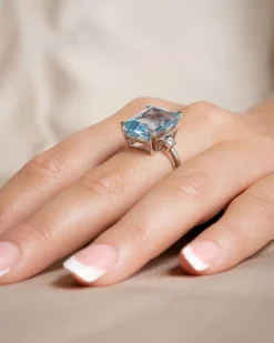 Online Diamantring med blå topas Ringer
