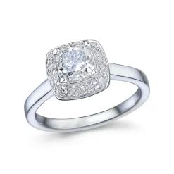 Fashion Diamantring med cushion cut og brillianter Ringer