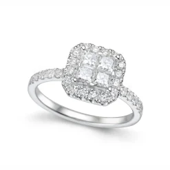Best Diamantring princess cut 1,00 ct i hvitt gull Ringer
