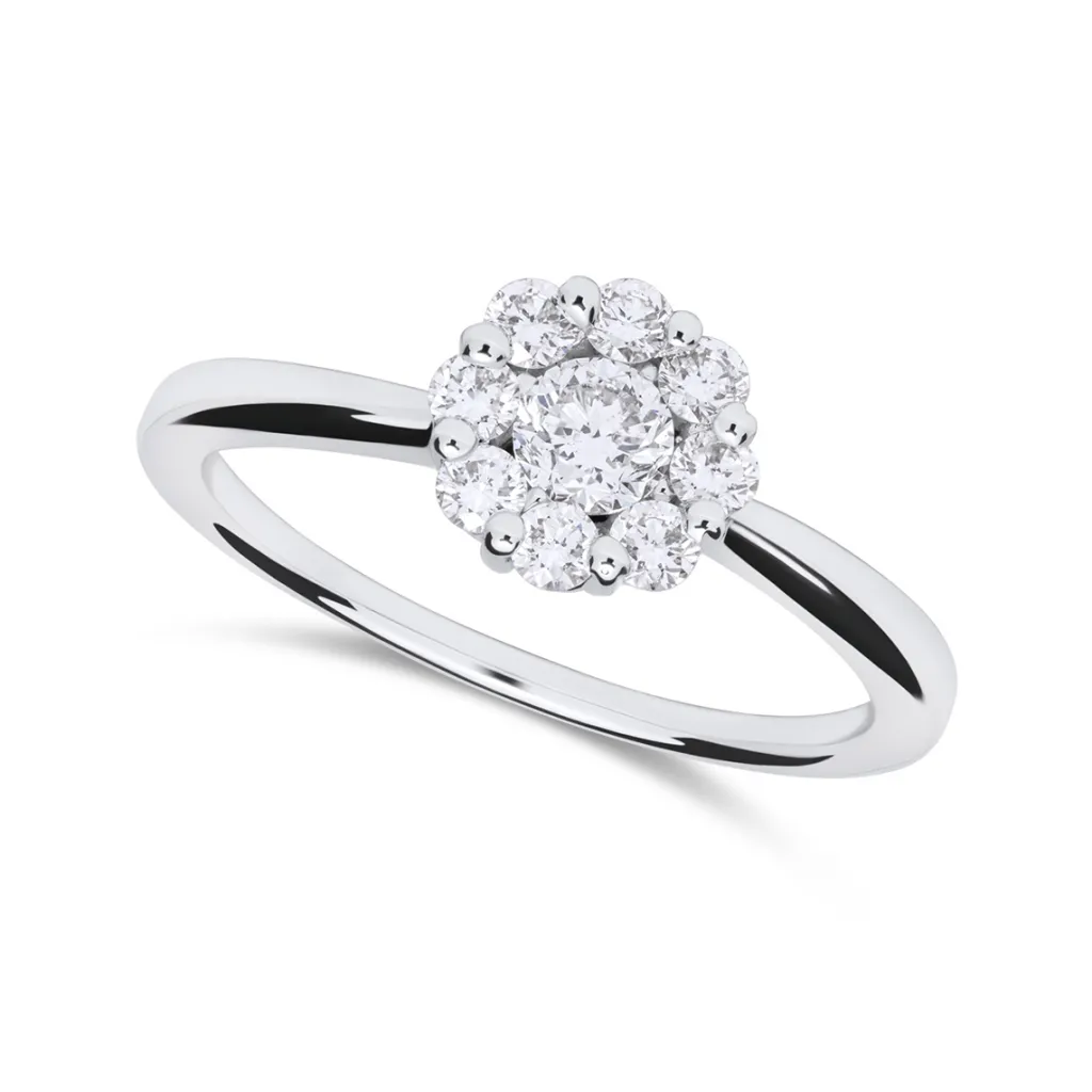 Outlet Diamantring rosett 0,48ct hvitt gull Ringer