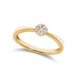 Online Diamantring rosett gult gull 0,11ct Ringer