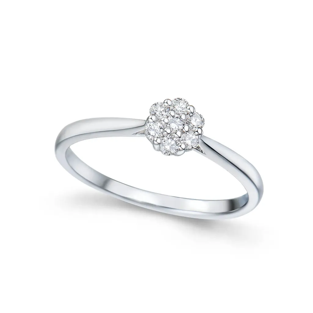 New Diamantring rosett i hvitt gull 0,15 ct Ringer