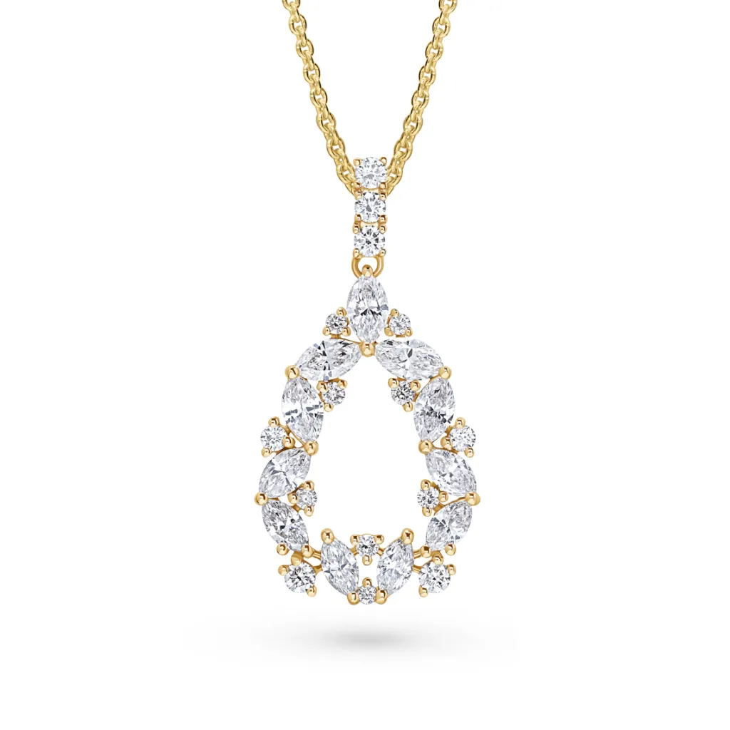 Outlet Dråpeanheng i gult gull med diamanter 1,19 ct Halssmykker