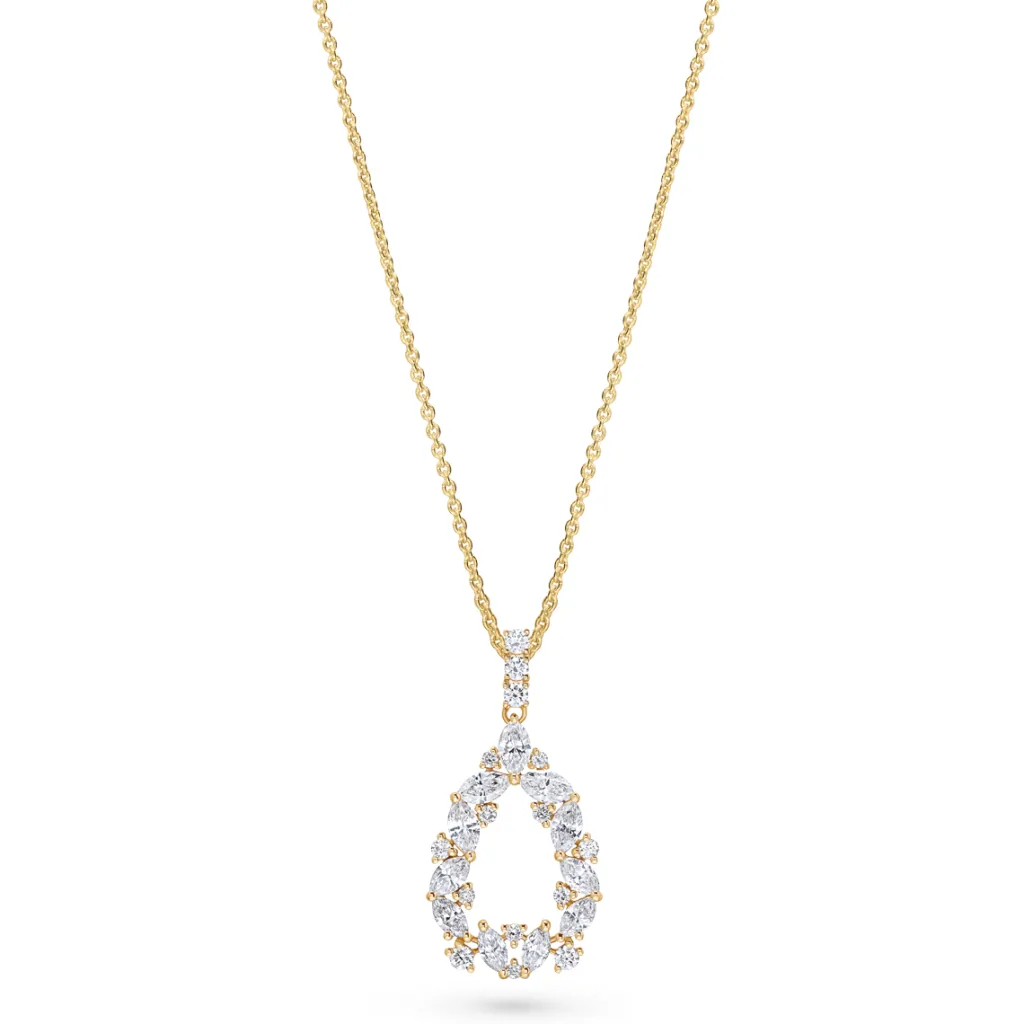 Outlet Dråpeanheng i gult gull med diamanter 1,19 ct Halssmykker