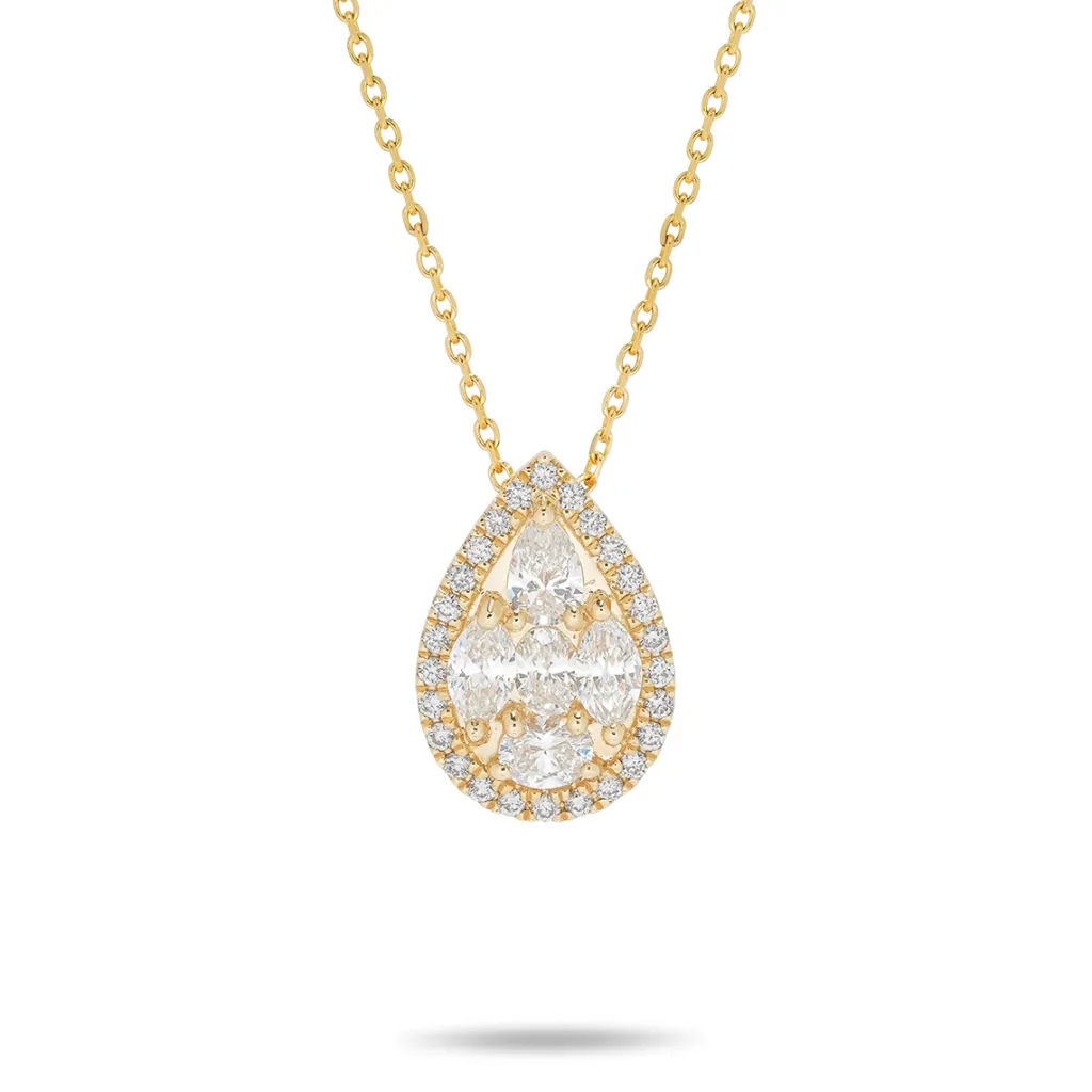 Fashion Dråpeformet halssmykke med diamanter i ulik slip 1,00 ct Halssmykker