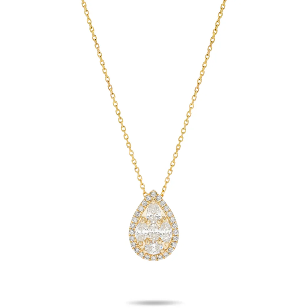 Fashion Dråpeformet halssmykke med diamanter i ulik slip 1,00 ct Halssmykker