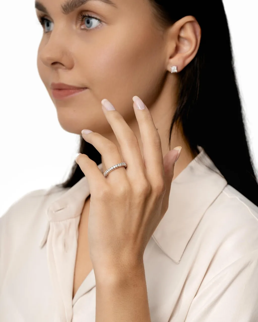 Fashion Elastisk diamantring i hvitt gull 0,81 ct Ringer