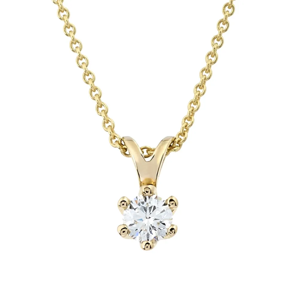 Sale Elegance diamantanheng 0,70 ct gult gull Halssmykker