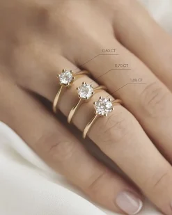 Discount Elegance diamantring 1,01 ct gult gull Ringer