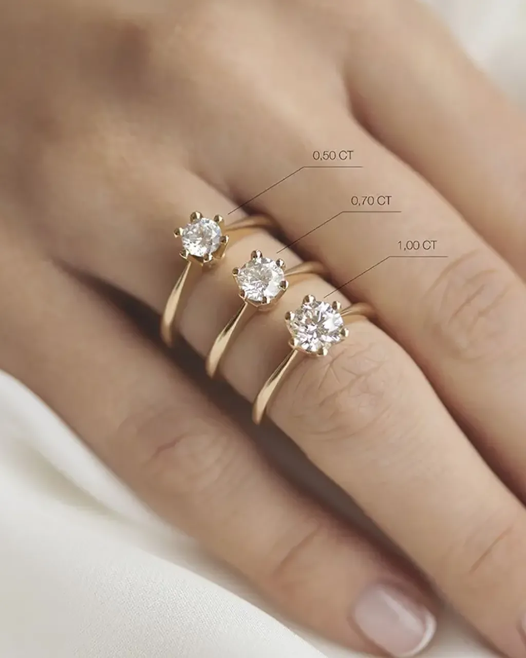 Best Elegance diamantring 0,70 ct gult gull Ringer