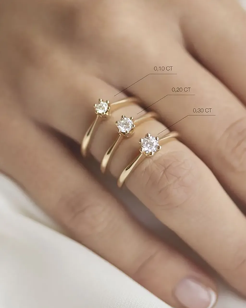 Best Elegance diamantring 0,30 ct gult gull Ringer