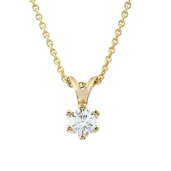 Best Elegance gult gull anheng 0,52 ct klassisk enstensmodell Halssmykker