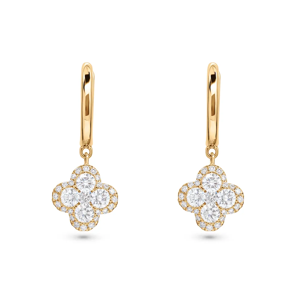 Outlet Firkløver diamantøreringer 1,00 ct Ørepynt